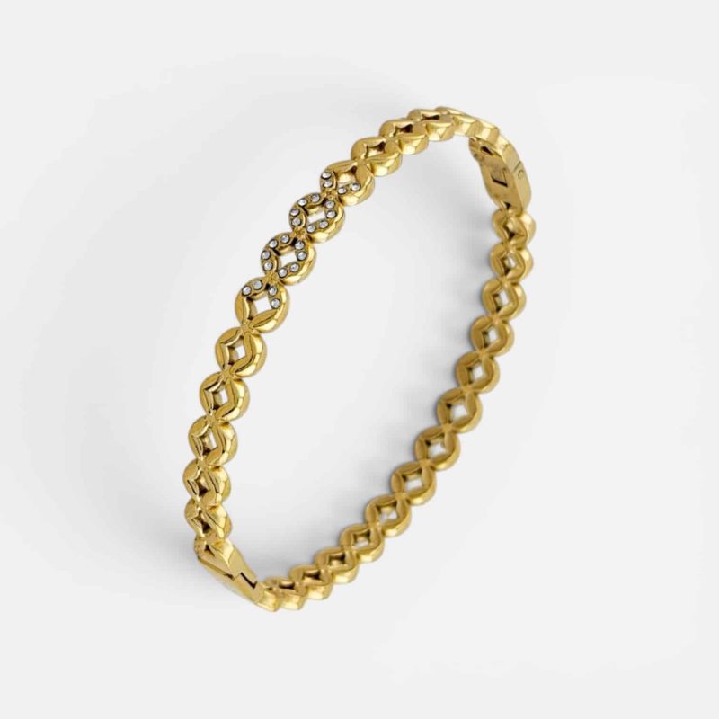 Ατσάλινο Βραχιόλι Peebls Golden Hearts