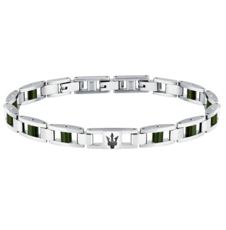Ανδρικό Βραχιόλι Maserati JM225ATZ60 Ceramic Silver Green