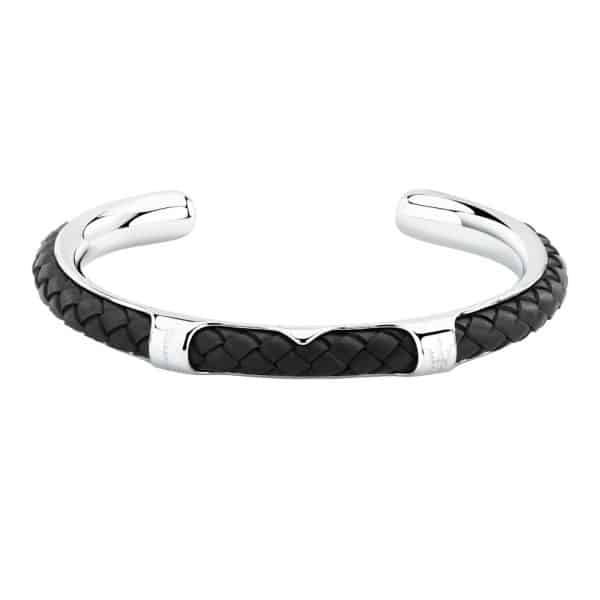Ανδρικό Βραχιόλι Maserati Iconic JM226AVE38 Black Leather and Steel