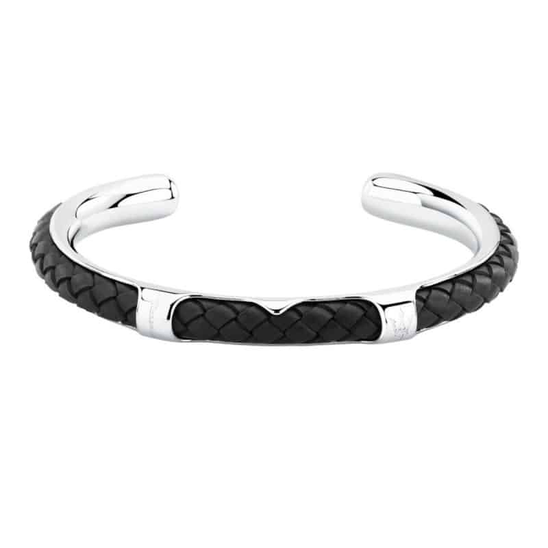 Ανδρικό Βραχιόλι Maserati Iconic JM226AVE38 Black Leather and Steel