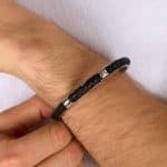 Ανδρικό Βραχιόλι Maserati Iconic JM226AVE38 Black Leather and Steel