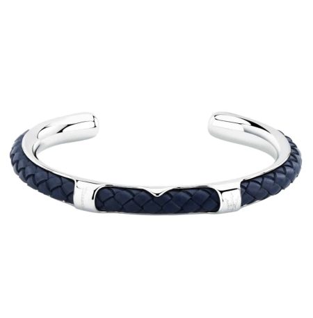 Ανδρικό Βραχιόλι Maserati Iconic JM226AVE40 Blue Leather and Steel