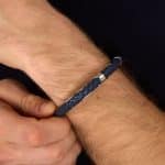 Ανδρικό Βραχιόλι Maserati Iconic JM226AVE40 Blue Leather and Steel