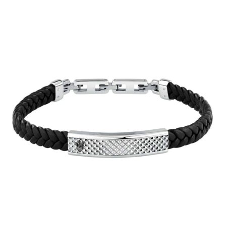 Ανδρικό Βραχιόλι Maserati Iconic JM525AVE36 Black Recycled Leather