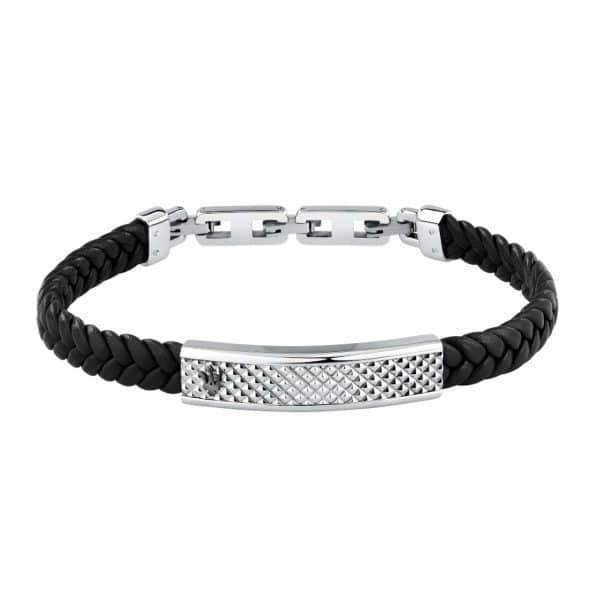 Ανδρικό Βραχιόλι Maserati Iconic JM525AVE36 Black Recycled Leather