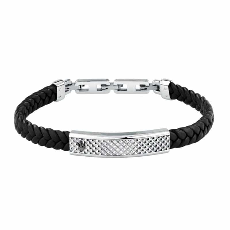 Ανδρικό Βραχιόλι Maserati Iconic JM525AVE36 Black Recycled Leather