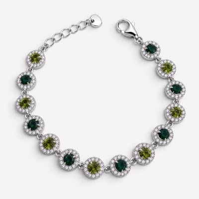 Βραχιόλι Peebls Chromatic Halo Emerald Lime Silver
