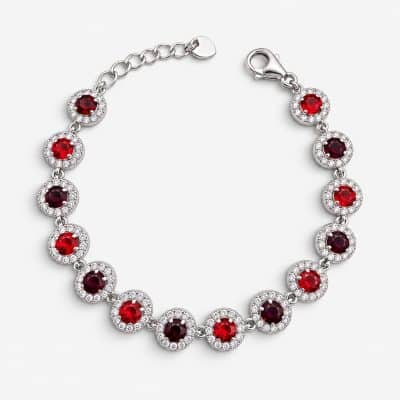 Βραχιόλι Peebls Chromatic Halo Ruby Burgundy Silver