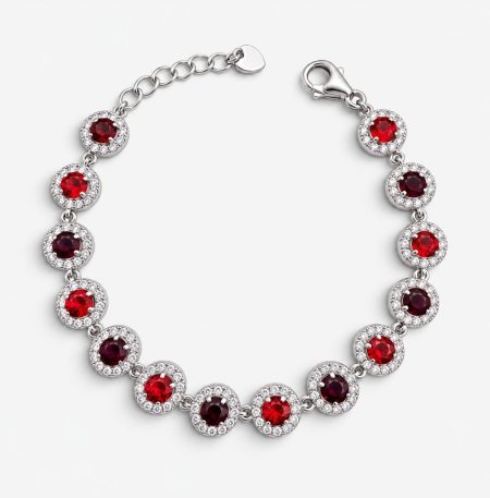 Βραχιόλι Peebls Chromatic Halo Ruby Burgundy Silver