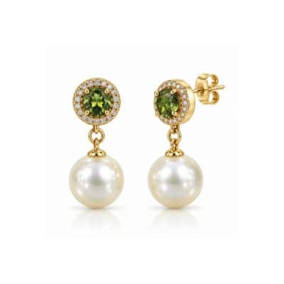 Σκουλαρίκια Peebls Chromatic Halo Emerald Pearl