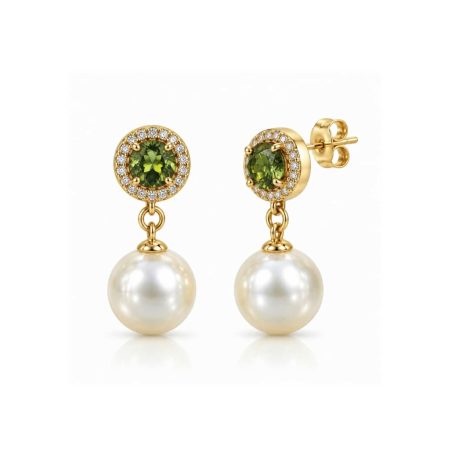 Σκουλαρίκια Peebls Chromatic Halo Emerald Pearl