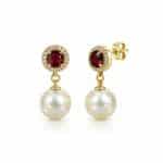 Σκουλαρίκια Peebls Chromatic Halo Ruby Pearl