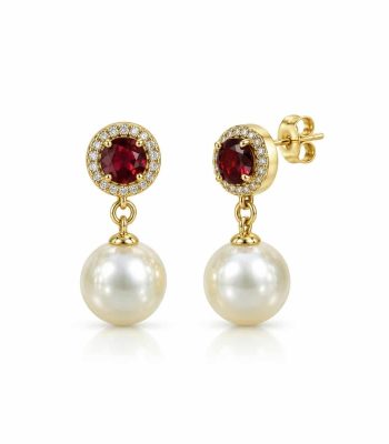 Σκουλαρίκια Peebls Chromatic Halo Ruby Pearl