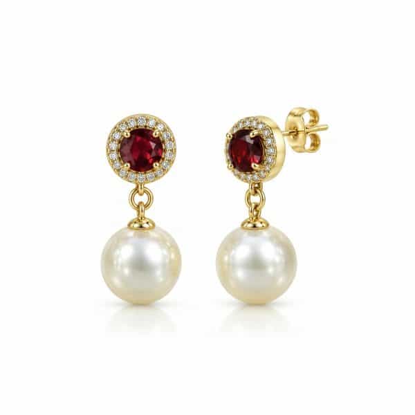 Σκουλαρίκια Peebls Chromatic Halo Ruby Pearl