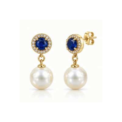 Σκουλαρίκια Peebls Chromatic Halo Saphire Blue Pearl