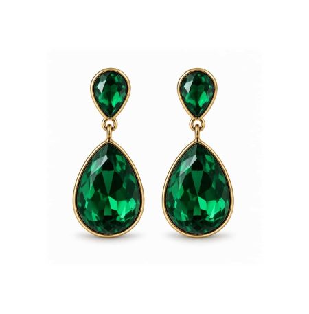 Σκουλαρίκια Peebls Cascade Emerald Green Gold