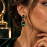 Σκουλαρίκια Peebls Cascade Emerald Green Gold