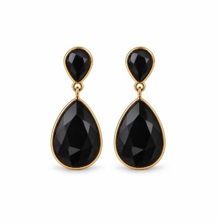 Σκουλαρίκια Peebls Crystal Cascade Jet Black Gold