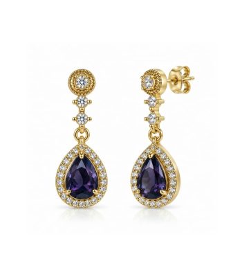 Σκουλαρίκια Peebls Crystal Royale Amethyst Purple Gold