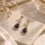 Σκουλαρίκια Peebls Crystal Royale Amethyst Purple Gold
