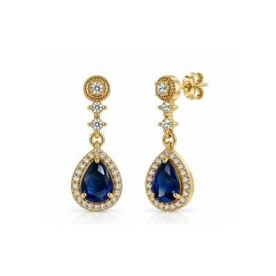 Σκουλαρίκια Peebls Crystal Royale Sapphire Blue Gold