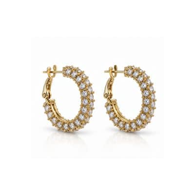 Σκουλαρίκια Peebls Crystal Orbit Clear Gold Hoop
