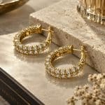 Σκουλαρίκια Peebls Crystal Orbit Clear Gold Hoop