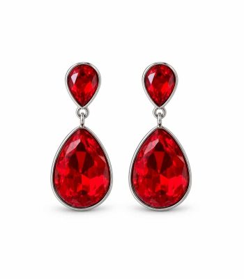Σκουλαρίκια Peebls Crystal Cascade Ruby Red Silver