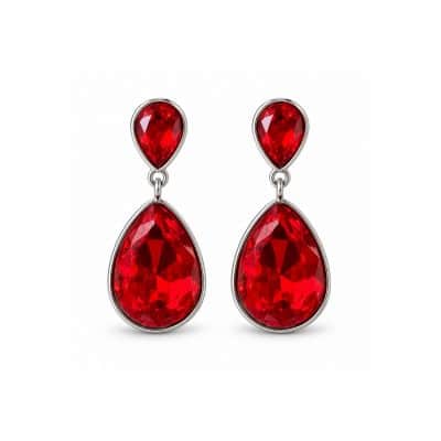 Σκουλαρίκια Peebls Crystal Cascade Ruby Red Silver