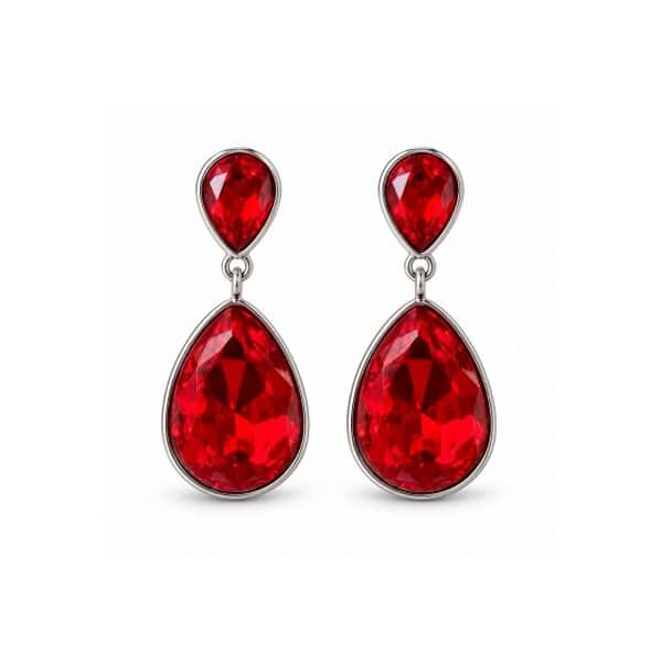 Σκουλαρίκια Peebls Crystal Cascade Ruby Red Silver