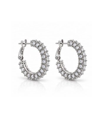 Σκουλαρίκια Peebls Crystal Orbit Clear Silver Hoop