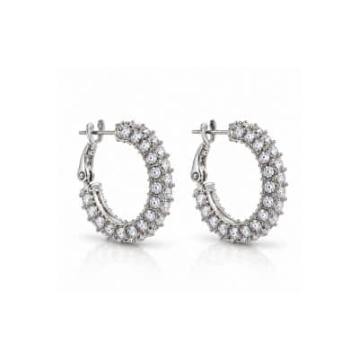 Σκουλαρίκια Peebls Crystal Orbit Clear Silver Hoop