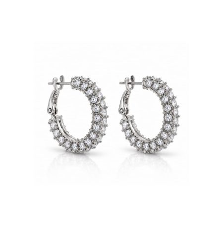 Σκουλαρίκια Peebls Crystal Orbit Clear Silver Hoop