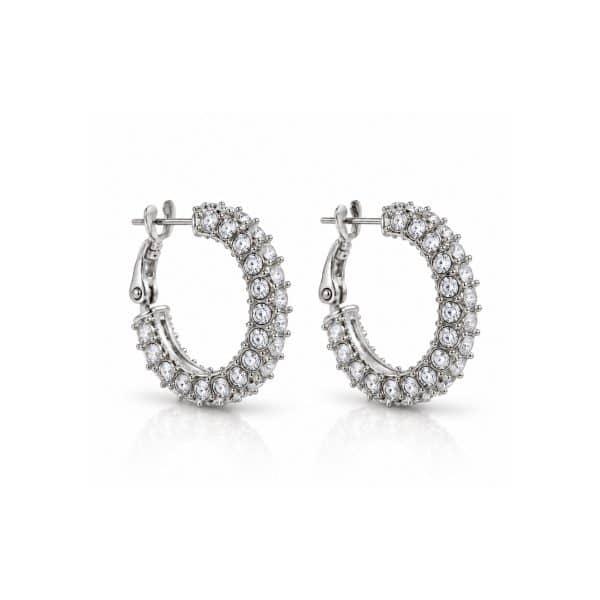Σκουλαρίκια Peebls Crystal Orbit Clear Silver Hoop