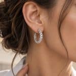 Σκουλαρίκια Peebls Crystal Orbit Clear Silver Hoop