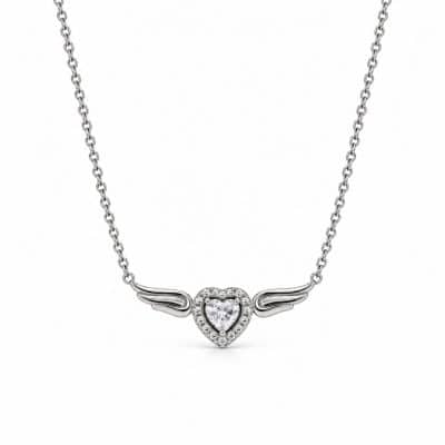 Κολιέ Peebls Guardian Heart Wings Silver
