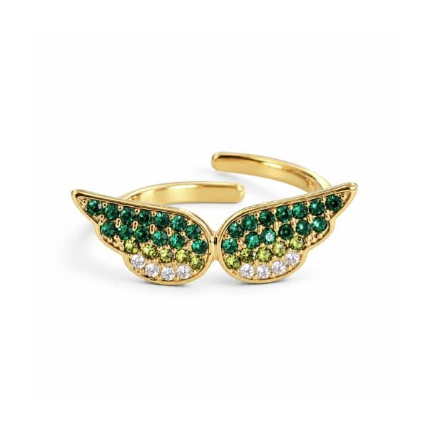 Ατσάλινο Δαχτυλίδι Emerald Wings Gold