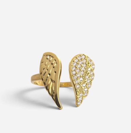 Ατσάλινο Δαχτυλίδι Peebls Celestial Wings Gold