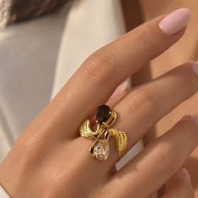 Ατσάλινο Δαχτυλίδι Peebls Golden Swan Mocha Rose