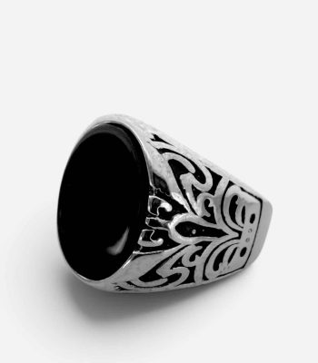 Ανδρικό Ατσάλινο Δαχτυλίδι Midnight Scroll Black