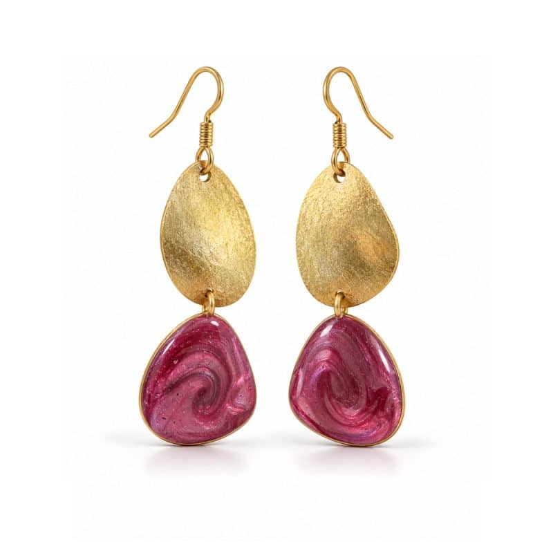 Σκουλαρίκια Chroma Sculpted Duo Maroon