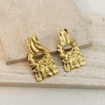 Γυναικεία Σκουλαρίκια Peebls Golden Sculpture Gold