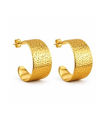 Γυναικεία Σκουλαρίκια Peebls Golden Texture Hoops
