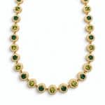 Κολιέ Peebls Chromatic Halo Emerald Lime Gold