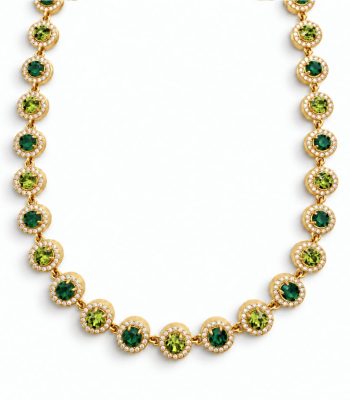 Κολιέ Peebls Chromatic Halo Emerald Lime Gold