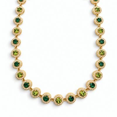 Κολιέ Peebls Chromatic Halo Emerald Lime Gold