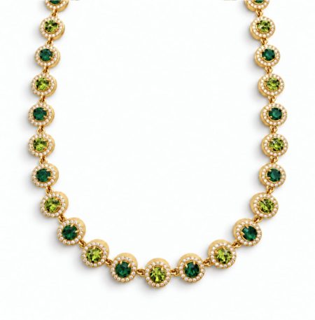 Κολιέ Peebls Chromatic Halo Emerald Lime Gold