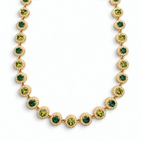Κολιέ Peebls Chromatic Halo Emerald Lime Gold