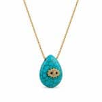 Γυναικείο Κολιέ Peebls Evil Eye Drop Gold Turquoise