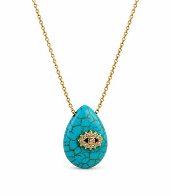 Γυναικείο Κολιέ Peebls Evil Eye Drop Gold Turquoise